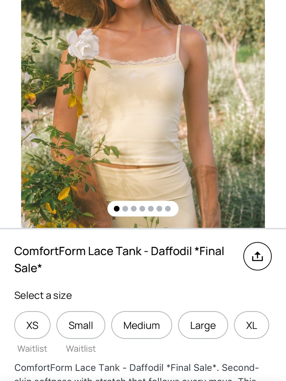 ComfortForm Lace Tank - Daffodil Yellow